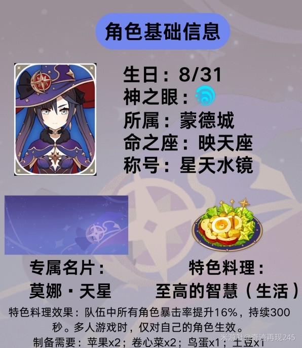 《原神》莫娜培养及装备推荐 莫娜武器圣遗物分享