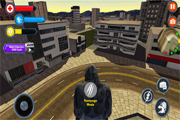 狂野愤怒的大猩猩横冲直撞