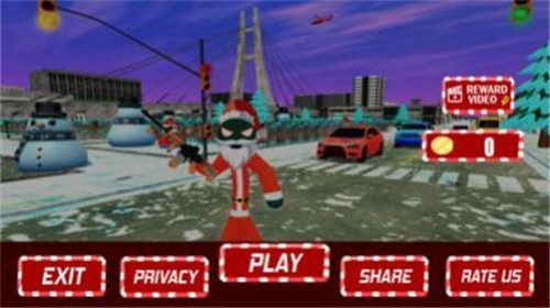 圣诞节火柴人绳索英雄